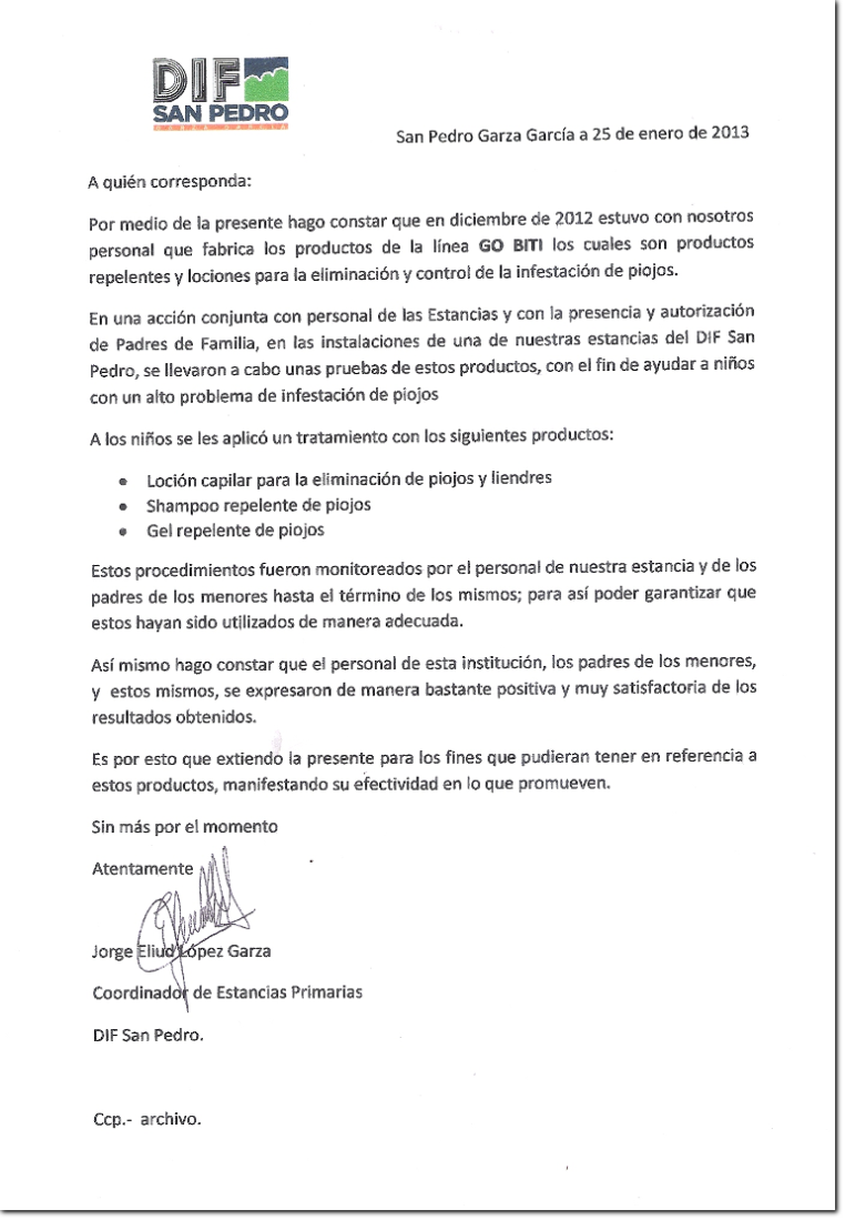 carta DIF San Pedro N.L.